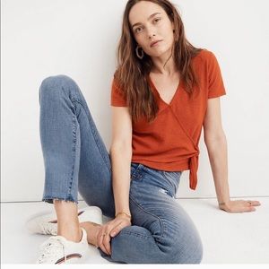 Cropped Madewell wrap top NWT